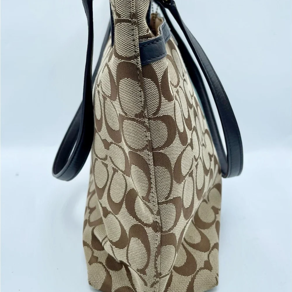 Coach Signature Brown and Teal Tote - Picture 17 of 17